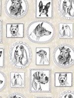 Pup Portraits Linen Peel and Stick Wallpaper WTG-263228 by Surface Style Wallpaper for sale at Wallpapers To Go