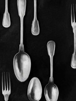 Cutlery Silver Black Wallpaper WTG-264961 by Mind the Gap Wallpaper for sale at Wallpapers To Go