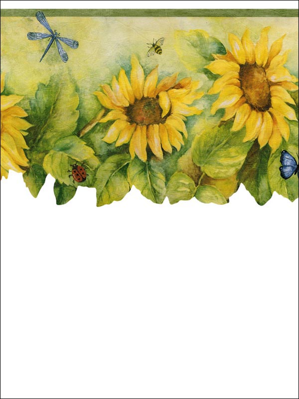 Sunflowers Butterflies and Dragonflies Border BG71361DC by Norwall Wallpaper for sale at Wallpapers To Go