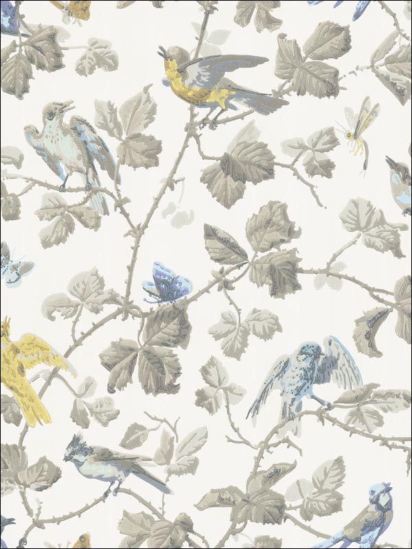 Winter Birds Grey and Yellow Wallpaper 1002008 by Cole and Son Wallpaper for sale at Wallpapers To Go