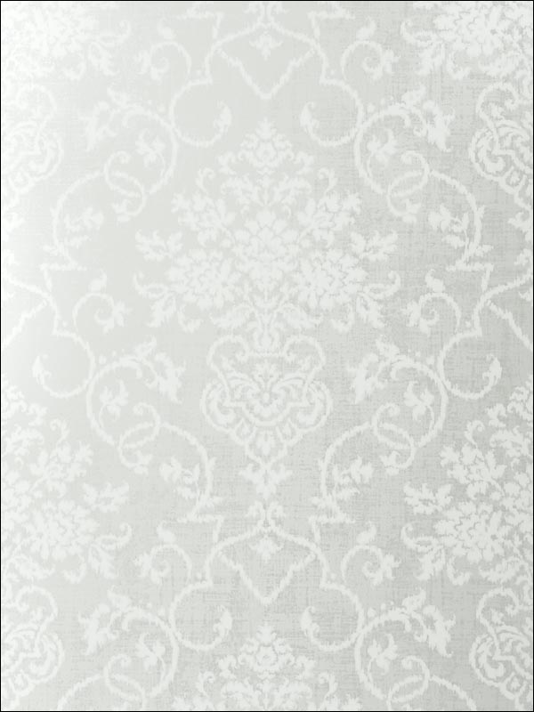 Alicia Damask Metallic Silver Wallpaper T89119 by Thibaut Wallpaper for sale at Wallpapers To Go