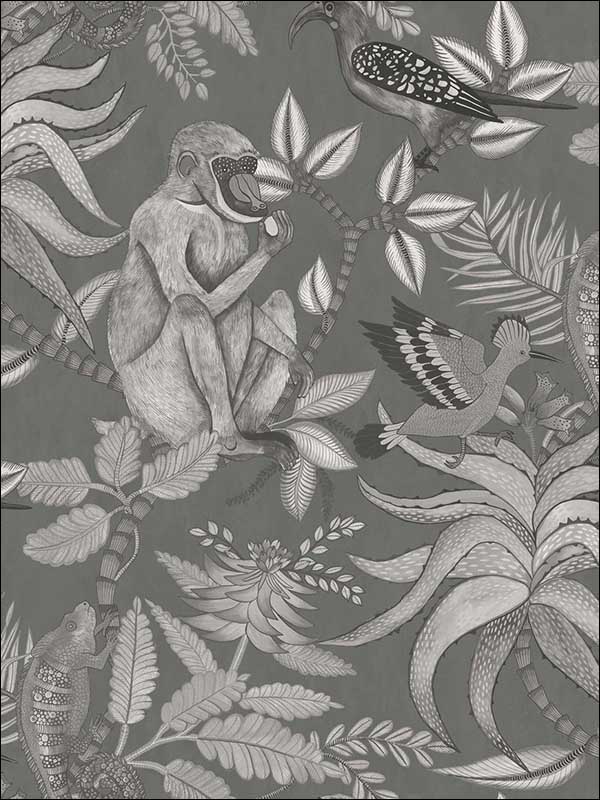 Savuti Charcoal Wallpaper 1091002 by Cole and Son Wallpaper for sale at Wallpapers To Go