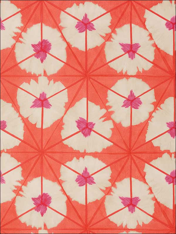 Sunburst Pink and Coral Wallpaper T13089 by Thibaut Wallpaper for sale at Wallpapers To Go