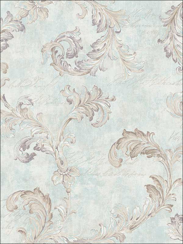 Acanthus Scroll Blue Orchid Wallpaper HK90104 by Wallquest Wallpaper for sale at Wallpapers To Go