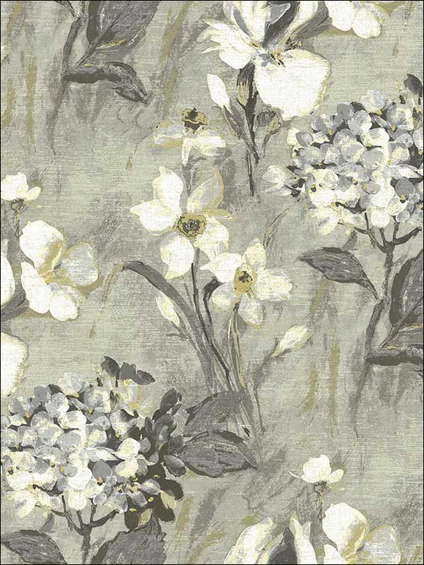 Windblown Florals Gray Gardens Wallpaper AR32300 by Wallquest Wallpaper for sale at Wallpapers To Go