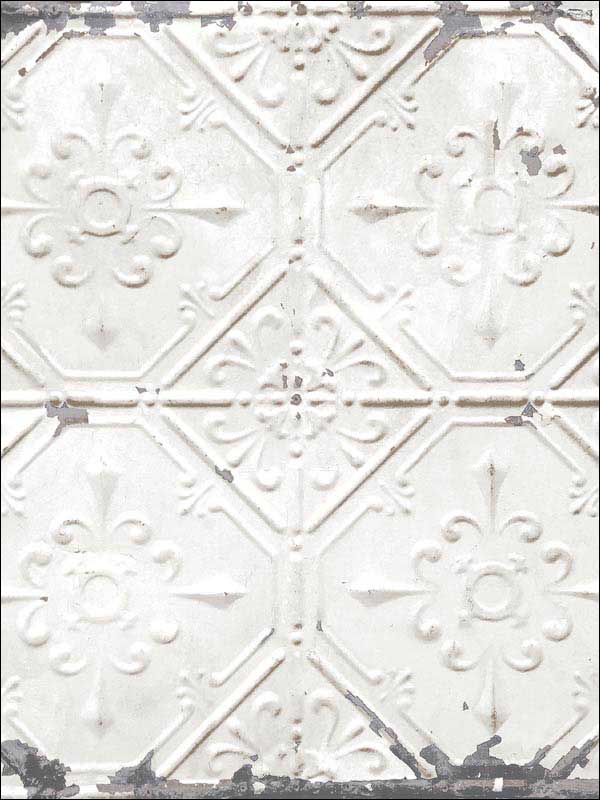 Gallery Off White Vintage Tin Tile Peel and Stick Wallpaper 3115NU2213 by Chesapeake Wallpaper for sale at Wallpapers To Go