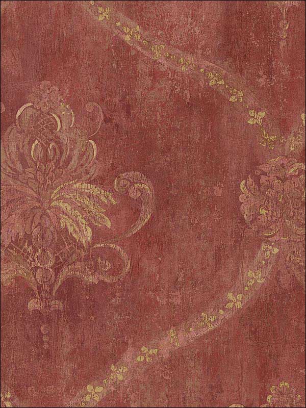 Regal Damask Red Ochre Wallpaper CH22565 by Patton Norwall Wallpaper for sale at Wallpapers To Go