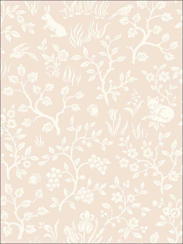 Fox and Hare Pink Wallpaper MK1110 by Magnolia Home Wallpaper for sale at Wallpapers To Go