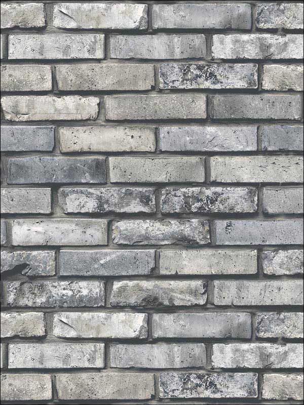 Painted Grey Brick Wallpaper FD23288 by Brewster Wallpaper for sale at Wallpapers To Go
