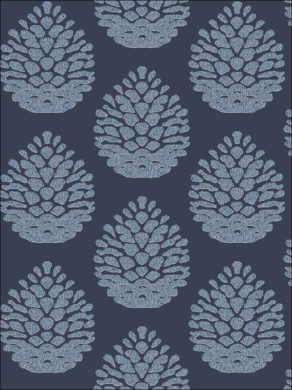 Totem Blue Pinecone Wallpaper 311825092 by Chesapeake Wallpaper for sale at Wallpapers To Go