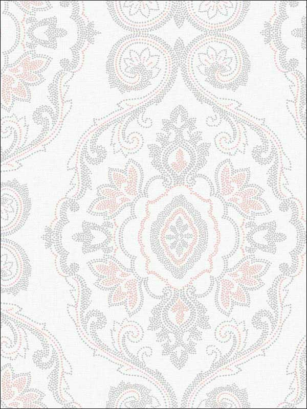 Nautical Damask Pink Sunset Wallpaper MB30301 by Seabrook Wallpaper for sale at Wallpapers To Go