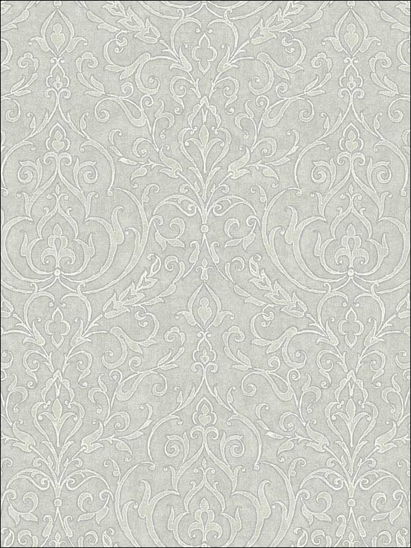 Neoclassic Scroll Soft Green Wallpaper RM50303 by Casa Mia Wallpaper for sale at Wallpapers To Go