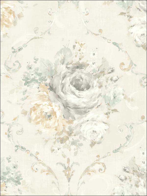 Classic Flora Cameo White Wallpaper RM50503 by Casa Mia Wallpaper for sale at Wallpapers To Go