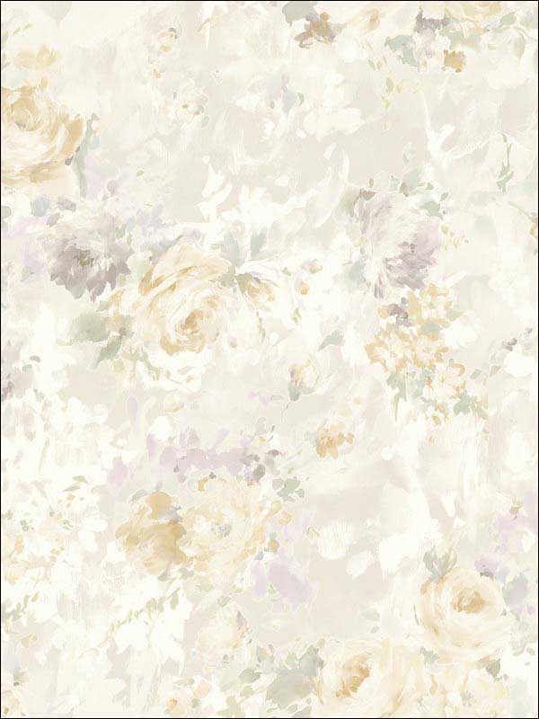 Bouquet Flower Soft Grey Yellow Wallpaper RM50703 by Casa Mia Wallpaper for sale at Wallpapers To Go