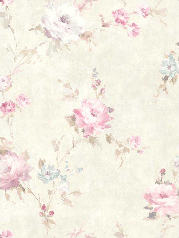 English Rose White Pink Wallpaper RM51011 by Casa Mia Wallpaper for sale at Wallpapers To Go