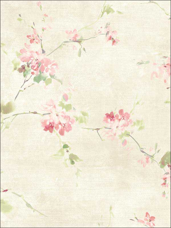 Cherry Flower Soft Blue Pink Wallpaper RM51201 by Casa Mia Wallpaper for sale at Wallpapers To Go