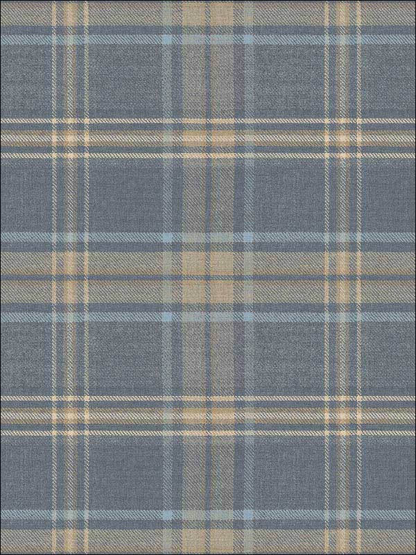 Tartan Blue Soft Gold Wallpaper RM80102 by Casa Mia Wallpaper for sale at Wallpapers To Go