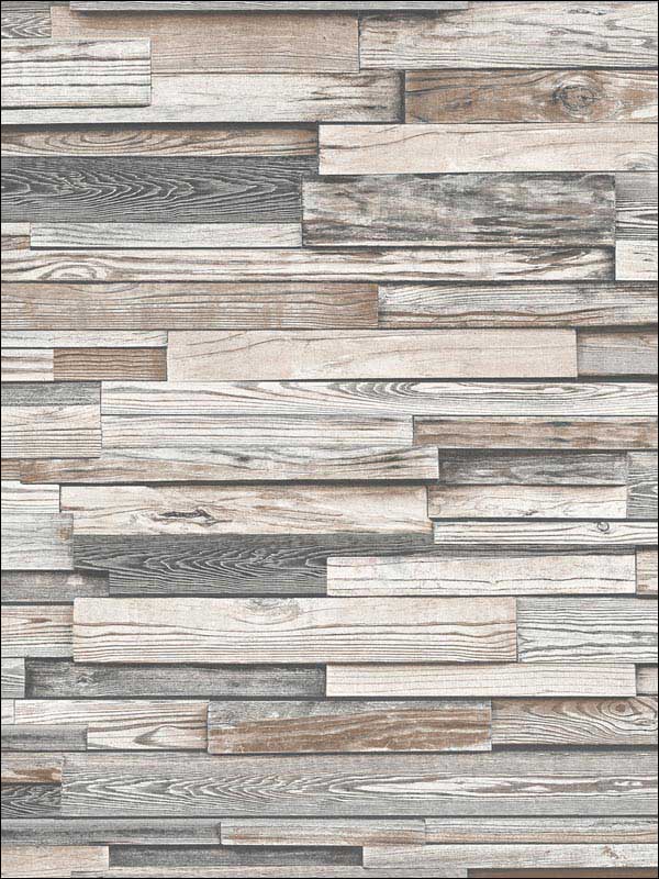Reclaimed Wood Plank Light Gray and Brown Wallpaper NW32600 by NextWall Wallpaper for sale at Wallpapers To Go
