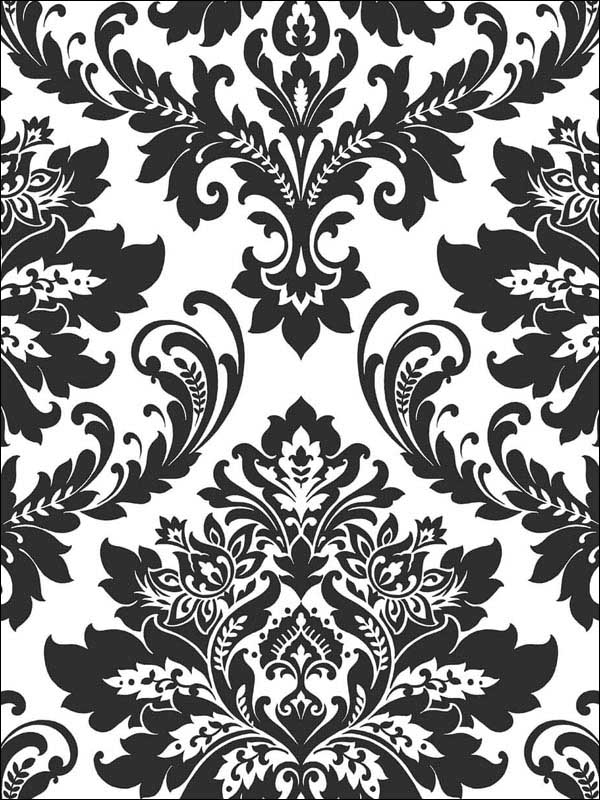Damask Black and White Wallpaper NW37400 by NextWall Wallpaper for sale at Wallpapers To Go