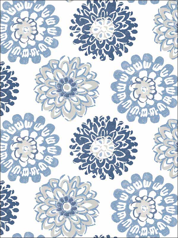 Sunkissed Blue Floral Wallpaper 312013705 by Chesapeake Wallpaper for sale at Wallpapers To Go