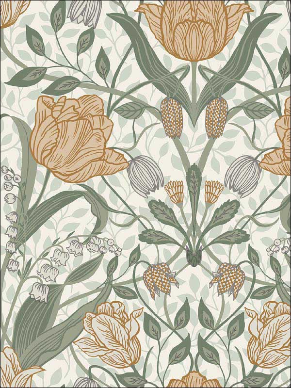Tulipa Green Floral Wallpaper 294833006 by A Street Prints Wallpaper for sale at Wallpapers To Go