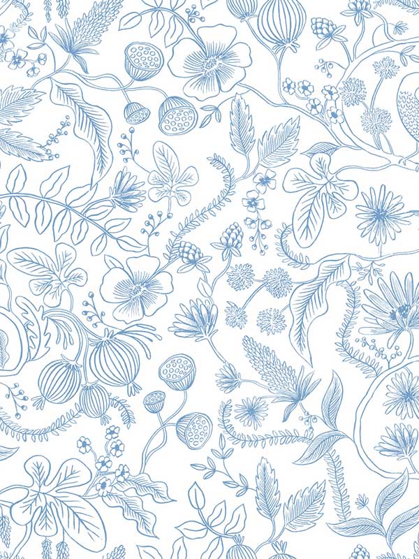 Aviary Blue Cream Peel and Stick Wallpaper PSW1311RL by Rifle Paper Co Wallpaper for sale at Wallpapers To Go