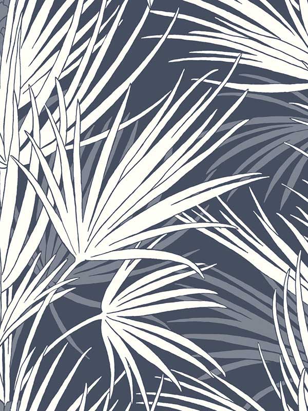 Palmetto Navy White Wallpaper SS2543 by York Wallpaper for sale at Wallpapers To Go