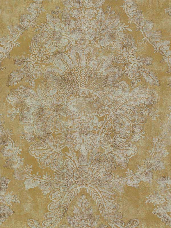 Charleston Damask Yellow Wallpaper HS7956 by Ronald Redding Wallpaper for sale at Wallpapers To Go