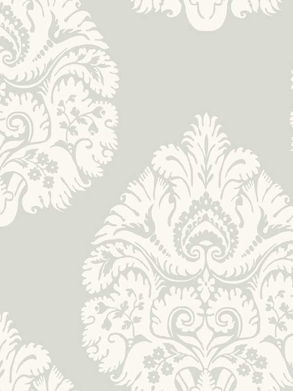 Teardrop Damask Light Grey Wallpaper KT2145 by Ronald Redding Wallpaper for sale at Wallpapers To Go