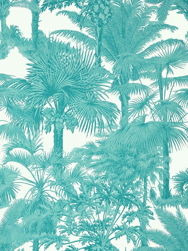 Palm Botanical Turquoise Wallpaper T10101 by Thibaut Wallpaper for sale at Wallpapers To Go