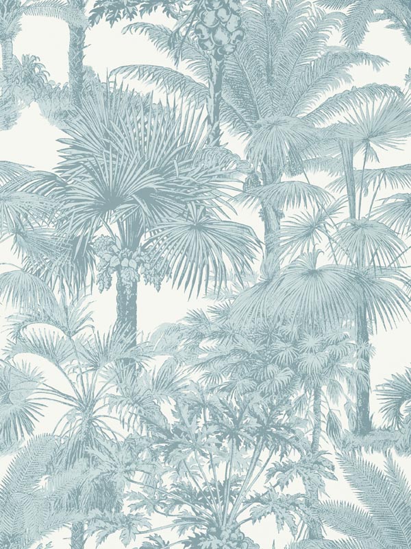 Palm Botanical Spa Blue Wallpaper T10104 by Thibaut Wallpaper for sale at Wallpapers To Go