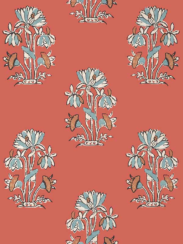 Lily Flower Coral Wallpaper T13205 by Thibaut Wallpaper for sale at Wallpapers To Go