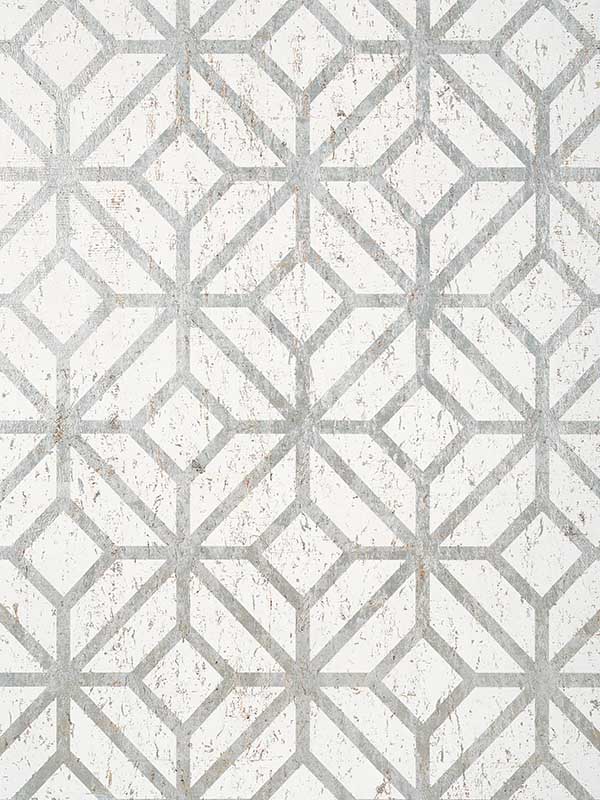 Mamora Trellis Cork White on Silver Wallpaper T10410 by Thibaut Wallpaper for sale at Wallpapers To Go