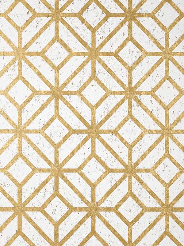 Mamora Trellis Cork White on Metallic Gold Wallpaper T10411 by Thibaut Wallpaper for sale at Wallpapers To Go
